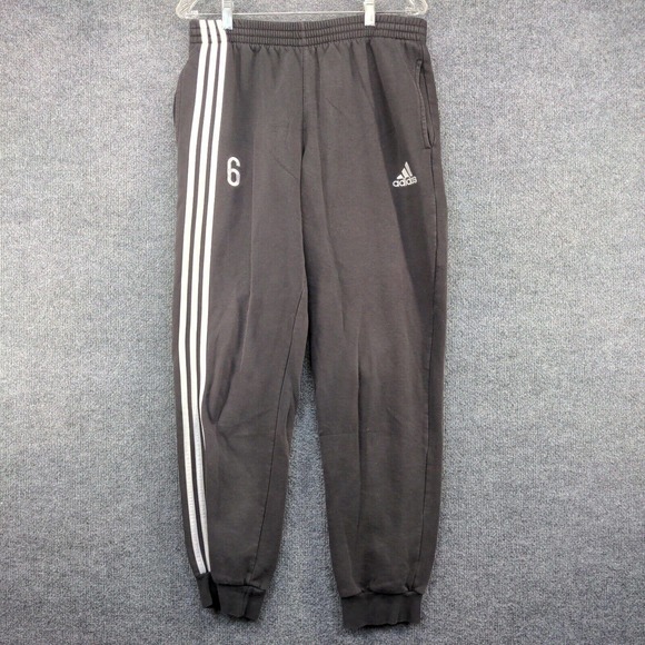 Adidas Men's Jogger Sweatpants Black Medium Drawstring Waist Side Striped #6 - Picture 2 of 16